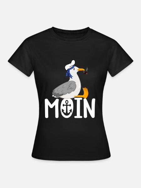Moin Möwe Seemann - Frauen T-Shirt - Schwarz