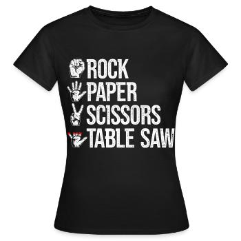 Rock Paper Scissors Table Saw - Women's T-Shirt - black - Front - AI Model Female 172 dark (172cm)