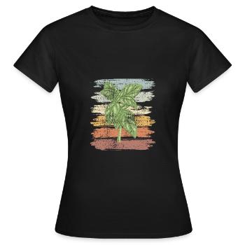 Kräuter Basilikum Retro Design - Frauen T-Shirt - Schwarz - Vorne - AI Model Female 172 dark (172cm)