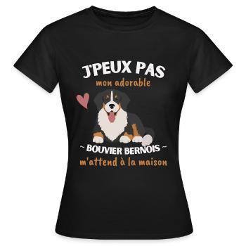 J'peux pas, mon Bouvier Bernois m'attend! - T-shirt Femme - noir - Devant - AI Model Female 172 dark (172cm)