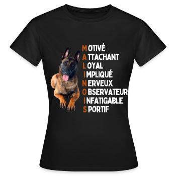Malinois - idée cadeau - T-shirt Femme - noir - Devant - AI Model Female 172 dark (172cm)