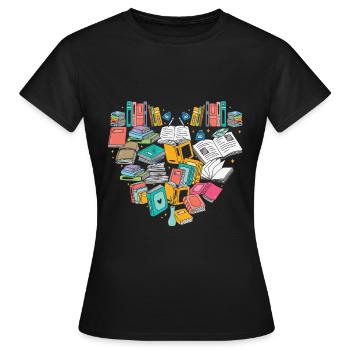 Écrivain Citation Coeur Love Books Idée cadeau littéraire - T-shirt Femme - noir - Devant - AI Model Female 172 dark (172cm)