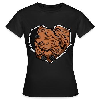 Beaver Crack Torn Hole Heart Bibergesicht - T-shirt Femme - noir - Devant - AI Model Female 172 dark (172cm)