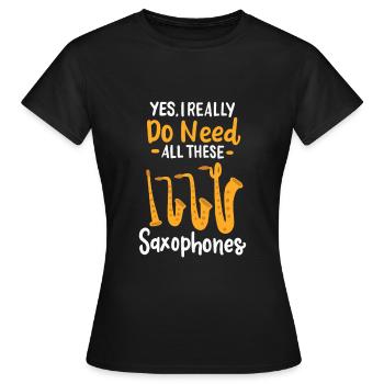 Saxophone Types - Women's T-Shirt - black - Front - AI Model Female 172 dark (172cm)