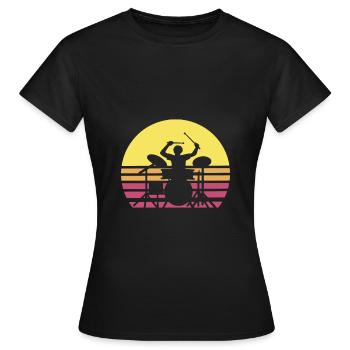 Batteur Batterie Batterie - T-shirt Femme - noir - Devant - AI Model Female 172 dark (172cm)