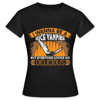 Halloween Vampir Graf Spruch - Frauen T-Shirt - Schwarz - Vorne - AI Model Female 172 dark (172cm)
