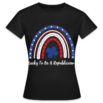 Chanceux d’être un arc-en-ciel républicain  - T-shirt Femme - noir - Devant - AI Model Female 172 dark (172cm)