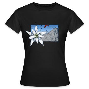 Dépliant gentiane - T-shirt Femme - noir - Devant - AI Model Female 172 dark (172cm)
