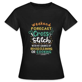 Cross Stich Handarbeiten - Frauen T-Shirt - Schwarz - Vorne - AI Model Female 172 dark (172cm)