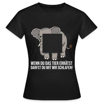 Lustiger Anmachspruch Elefant Rätsel - Frauen T-Shirt - Schwarz - Vorne - AI Model Female 172 dark (172cm)