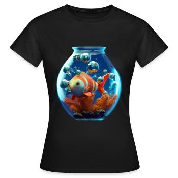 Goldfish in a fishbowl - Women's T-Shirt - black - Front - AI Model Female 172 dark (172cm)