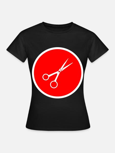 Schere Barber Kreis - Frauen T-Shirt - Schwarz