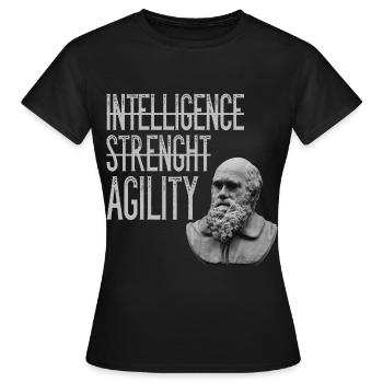 Charles Darwin Agilité Agilité Adaptable - T-shirt Femme - noir - Devant - AI Model Female 172 dark (172cm)