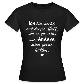 ICH DASEIN WELT SELBSTFINDUNG SELBSTLIEBE GLÜCK - Frauen T-Shirt - Schwarz - Vorne - AI Model Female 172 dark (172cm)