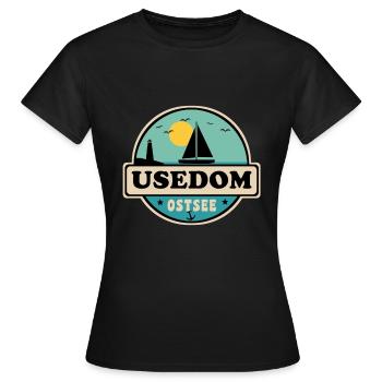 Usedom - Frauen T-Shirt - Schwarz - Vorne - AI Model Female 172 dark (172cm)