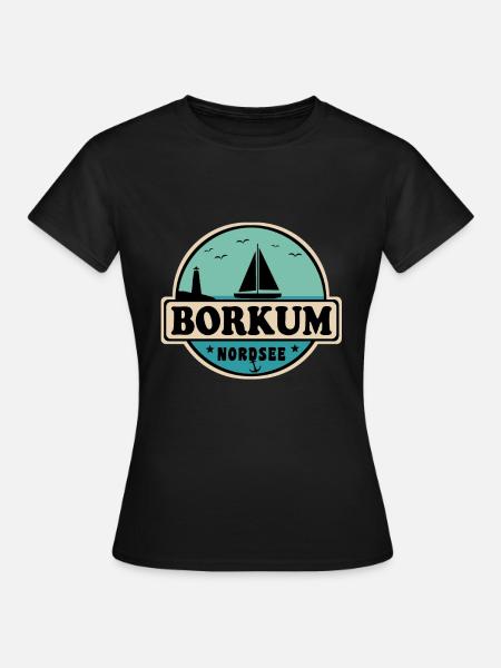 Nordsee Segelboot Leuchtturm Borkum - Frauen T-Shirt - Schwarz