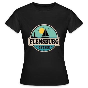 Flensburg - Frauen T-Shirt - Schwarz - Vorne - AI Model Female 172 dark (172cm)