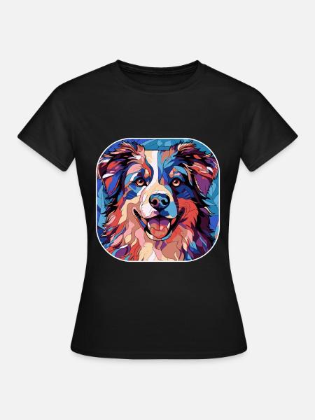 Buntes Aquarell der australischen Schäferhundrasse - Frauen T-Shirt - Schwarz