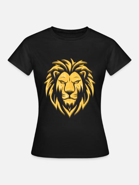 Leone d'oro | Testa di leone - oro - Maglietta da donna - nero