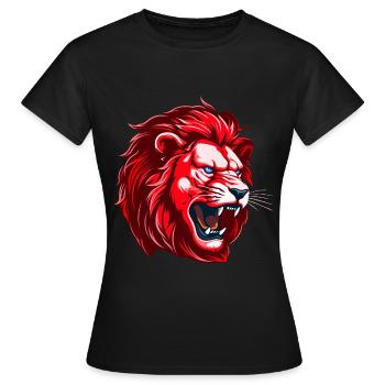 Tête de Lion Rouge - T-shirt Femme - noir - Devant - AI Model Female 172 dark (172cm)
