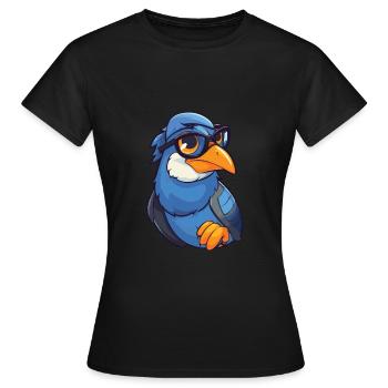 Jay trägt Brille Cartoon Kawaii Illustration - Frauen T-Shirt - Schwarz - Vorne - AI Model Female 172 dark (172cm)