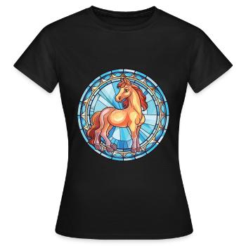Poney Bébé Cheval Aquarelle Colorée Animal Cartoon - T-shirt Femme - noir - Devant - AI Model Female 172 dark (172cm)