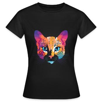 Australian Spotted Mist Cat Colorful Watercolor - Women's T-Shirt - black - Front - AI Model Female 172 dark (172cm)