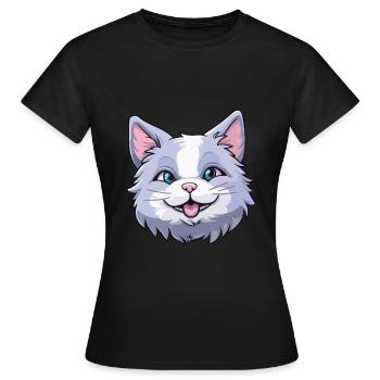 Brume australienne chat dessin animé aquarelle Clipart - T-shirt Femme - noir - Devant - AI Model Female 172 dark (172cm)