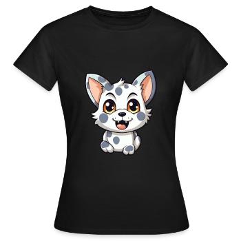 Australian Spotted Mist Cat Cartoon Watercolor Art - Women's T-Shirt - black - Front - AI Model Female 172 dark (172cm)