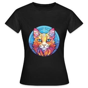 Australische Nebelkatze Bunte Aquarell-Karikatur - Frauen T-Shirt - Schwarz - Vorne - AI Model Female 172 dark (172cm)