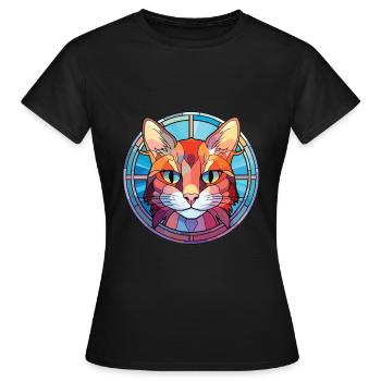 Hantilly Tiffany Cat Dessin animé aquarelle coloré - T-shirt Femme - noir - Devant - AI Model Female 172 dark (172cm)