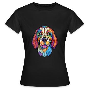 Cao De Castro Laboreiro Hunderasse Aquarellglas - Frauen T-Shirt - Schwarz - Vorne - AI Model Female 172 dark (172cm)