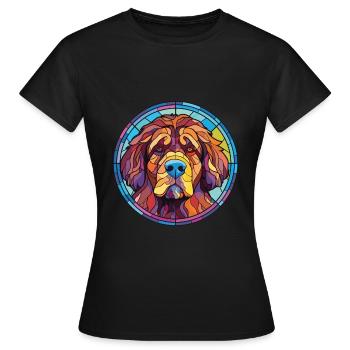 Tibetischer Mastiff Hunderasse Aquarell Illustration - Frauen T-Shirt - Schwarz - Vorne - AI Model Female 172 dark (172cm)