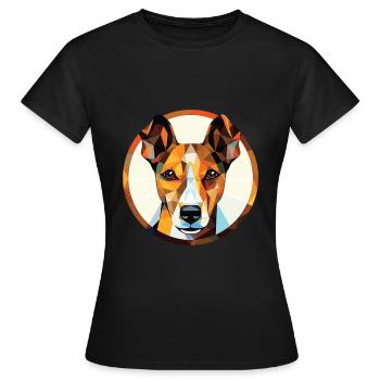 Glatte Foxterrier-Hunderasse buntes Aquarell - Frauen T-Shirt - Schwarz - Vorne - AI Model Female 172 dark (172cm)