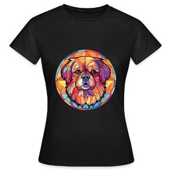 Tibetische Spaniel-Hunderasse Aquarell-Illustration - Frauen T-Shirt - Schwarz - Vorne - AI Model Female 172 dark (172cm)