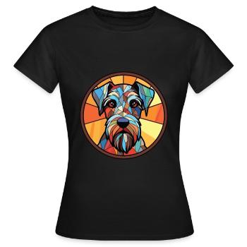 Standard-Schnauzer-Hunderasse buntes Aquarell - Frauen T-Shirt - Schwarz - Vorne - AI Model Female 172 dark (172cm)
