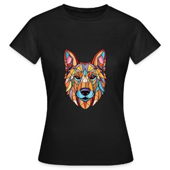 Berger d’Europe de l’Est race chien aquarelle verre - T-shirt Femme - noir - Devant - AI Model Female 172 dark (172cm)