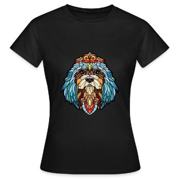 Chinese Imperial Dog Breed Watercolor Illustration - Women's T-Shirt - black - Front - AI Model Female 172 dark (172cm)