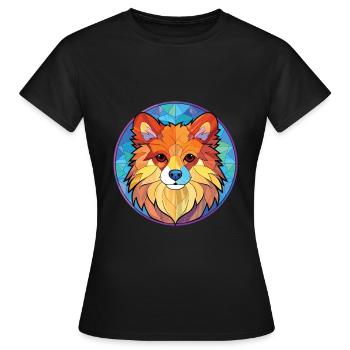 Deutsche Spitz Hunderasse Aquarell Illustration - Frauen T-Shirt - Schwarz - Vorne - AI Model Female 172 dark (172cm)