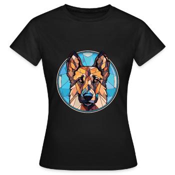 Berger d’Europe de l’Est race chien aquarelle verre - T-shirt Femme - noir - Devant - AI Model Female 172 dark (172cm)