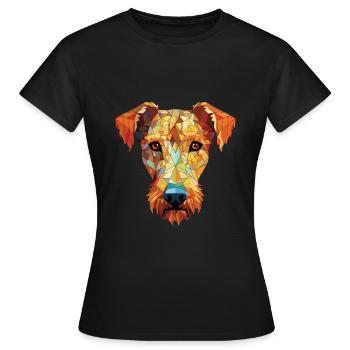 Irish Terrier Hunderasse Aquarell Illustration - Frauen T-Shirt - Schwarz - Vorne - AI Model Female 172 dark (172cm)