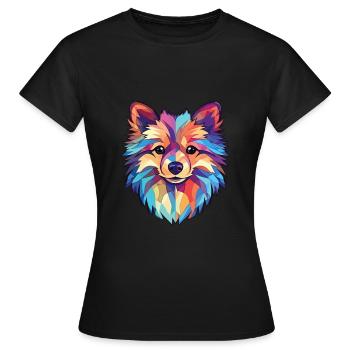Poméranien allemand Spitz chien race aquarelle verre - T-shirt Femme - noir - Devant - AI Model Female 172 dark (172cm)
