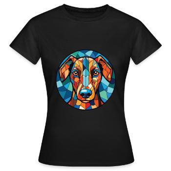 Verre d’aquarelle de race de chien Ovtcharka d’Asie centrale - T-shirt Femme - noir - Devant - AI Model Female 172 dark (172cm)