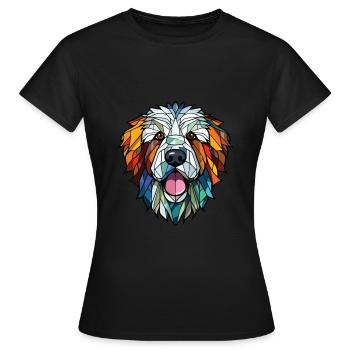 Pyrenäen-Schäferhund-Rasse buntes Aquarell - Frauen T-Shirt - Schwarz - Vorne - AI Model Female 172 dark (172cm)