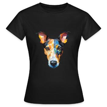 Glatte Foxterrier-Hunderasse buntes Aquarell - Frauen T-Shirt - Schwarz - Vorne - AI Model Female 172 dark (172cm)