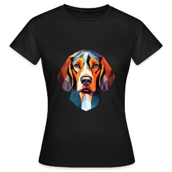 Sibirischer dreifarbiger Hund Hunderasse Aquarellglas - Frauen T-Shirt - Schwarz - Vorne - AI Model Female 172 dark (172cm)