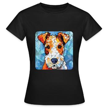 Draht Foxterrier Hunderasse Aquarell Illustration - Frauen T-Shirt - Schwarz - Vorne - AI Model Female 172 dark (172cm)
