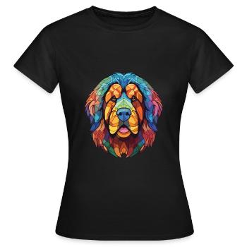 Tibetischer Mastiff Hunderasse Aquarell Illustration - Frauen T-Shirt - Schwarz - Vorne - AI Model Female 172 dark (172cm)