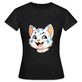 Australian Spotted Mist Cat Cartoon Watercolor Art - Women's T-Shirt - black - Front - AI Model Female 172 dark (172cm)