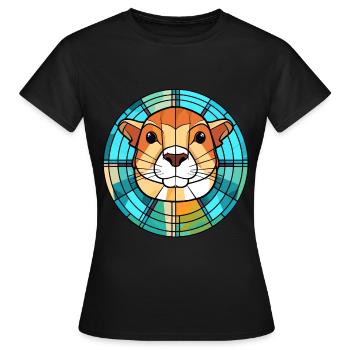 Gopher Colorful Watercolor Animal Pet Illustration - Women's T-Shirt - black - Front - AI Model Female 172 dark (172cm)